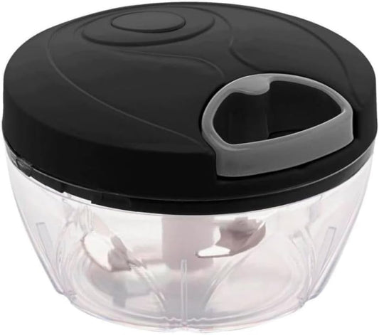 Mini Processador de Alimentos Manual 3 Lâminas 500 ml Compacto e Portátil sem Eletricidade (Preto)