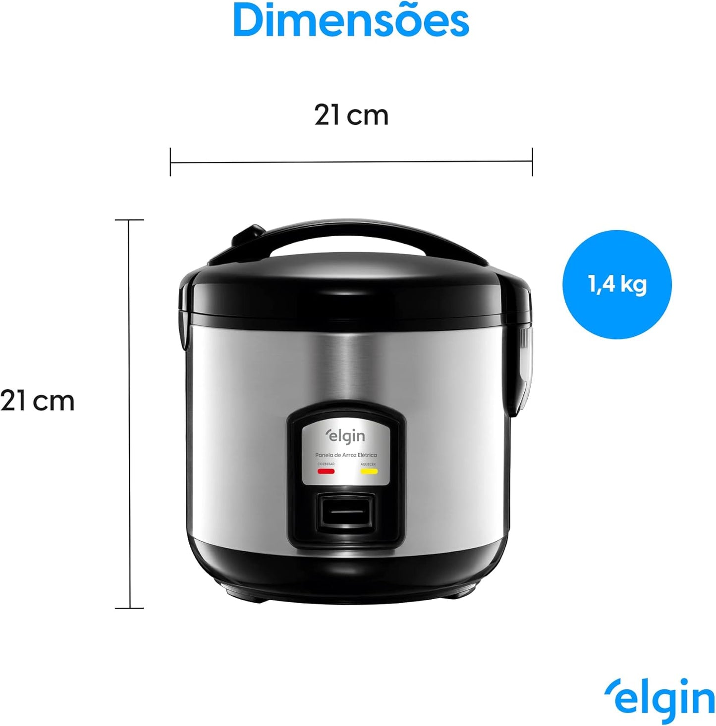 Panela de Arroz Elétrica Elgin Capacidade 5 Xícaras 1 Litro 400W 110V