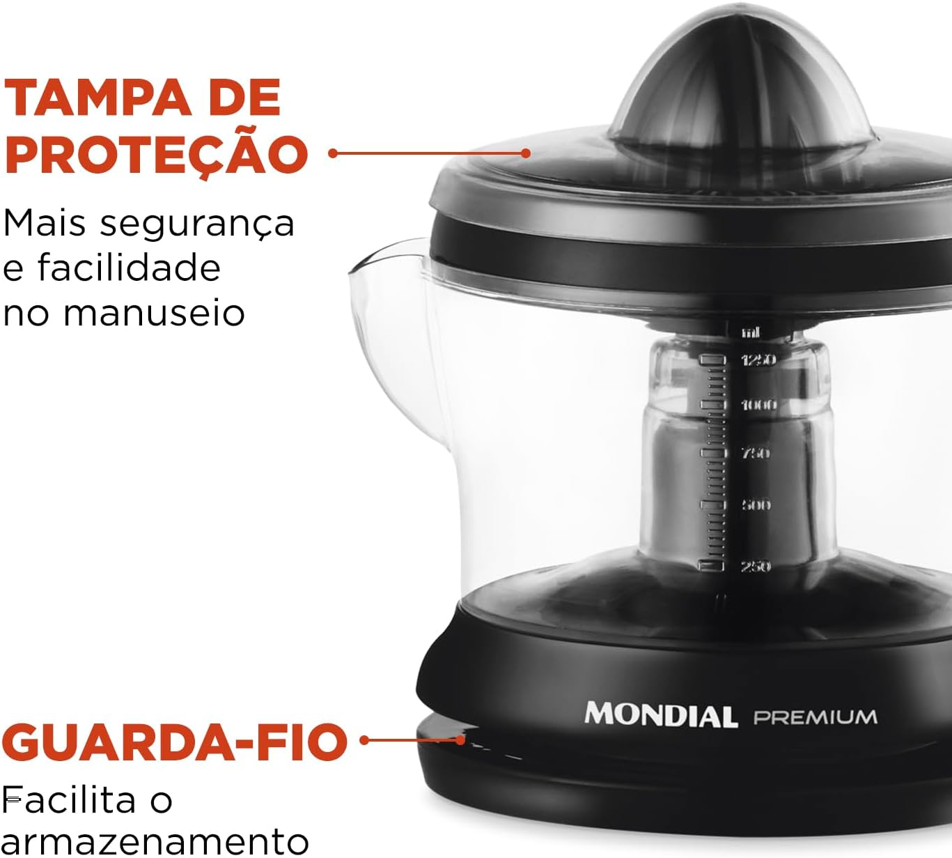 MONDIAL Espremedor Premium, Preto, 30W, 220V - E-02