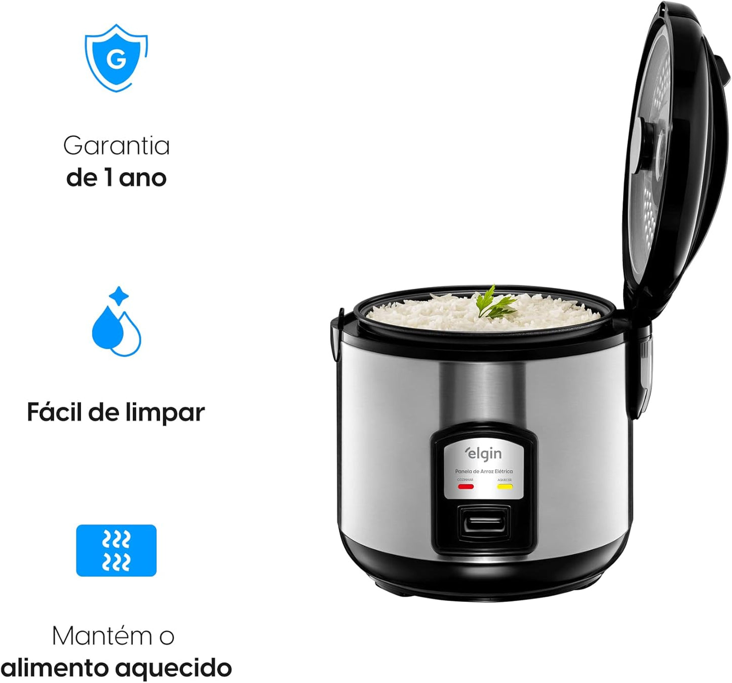 Panela de Arroz Elétrica Elgin Capacidade 5 Xícaras 1 Litro 400W 110V