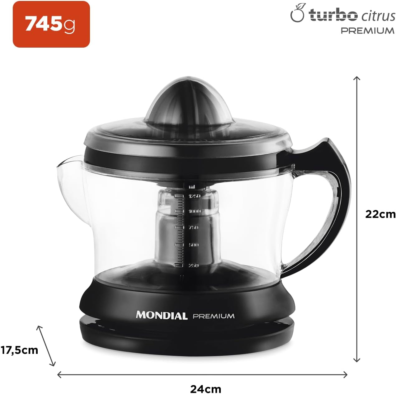 MONDIAL Espremedor Premium, Preto, 30W, 220V - E-02